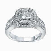 10K White Gold 0.75 Ctw Diamond Cushion Bridal Set
