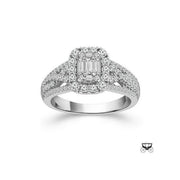 14K White Gold 1.00 CTW Diamond BAGUETTE Engagement Ring