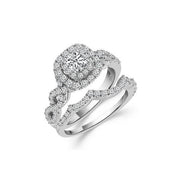 14K WHITE GOLD 1.00 CTW Diamond CUSHION Bridal SET