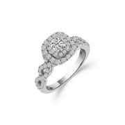 14K WHITE GOLD 1.00 CTW Diamond CUSHION Bridal SET