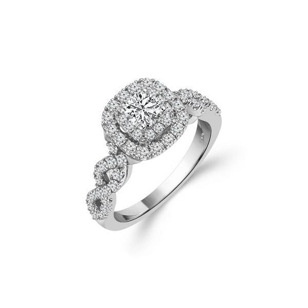 14K WHITE GOLD 1.00 CTW Diamond CUSHION Bridal SET