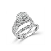 10K WHITE GOLD 1.5 CTW Diamond Round Bridal Set