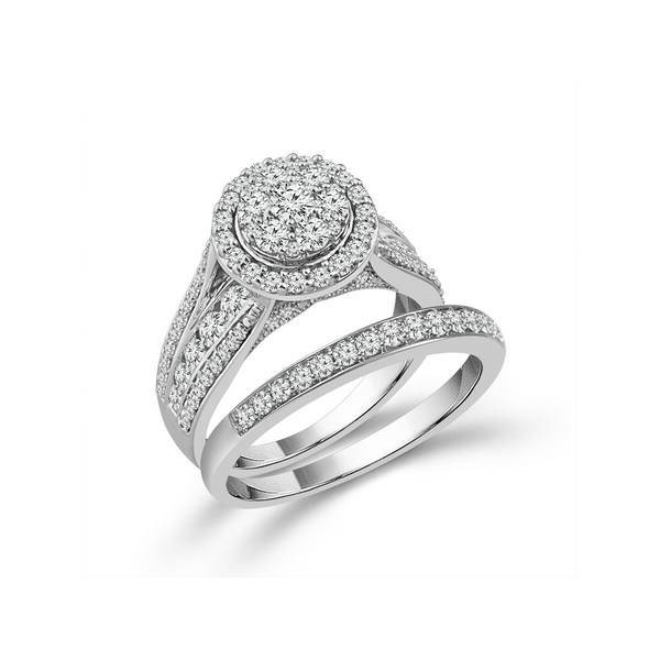 10K WHITE GOLD 1.5 CTW Diamond Round Bridal Set