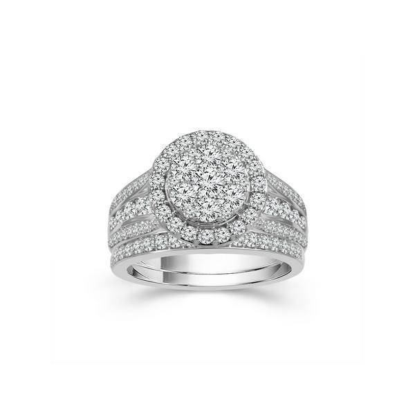 10K WHITE GOLD 1.5 CTW Diamond Round Bridal Set