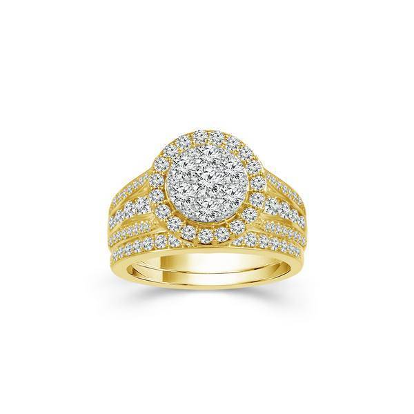 10K WHITE GOLD 1.5 CTW Diamond Round Bridal Set