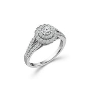 10k White Gold 3/4 ctw Diamond flower Bridal Set