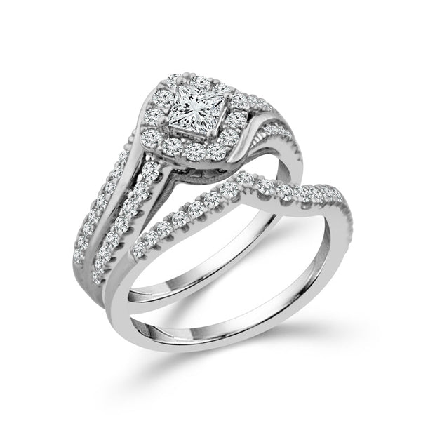 10K White Gold 1.00 CTW DIAMOND Bridal SET