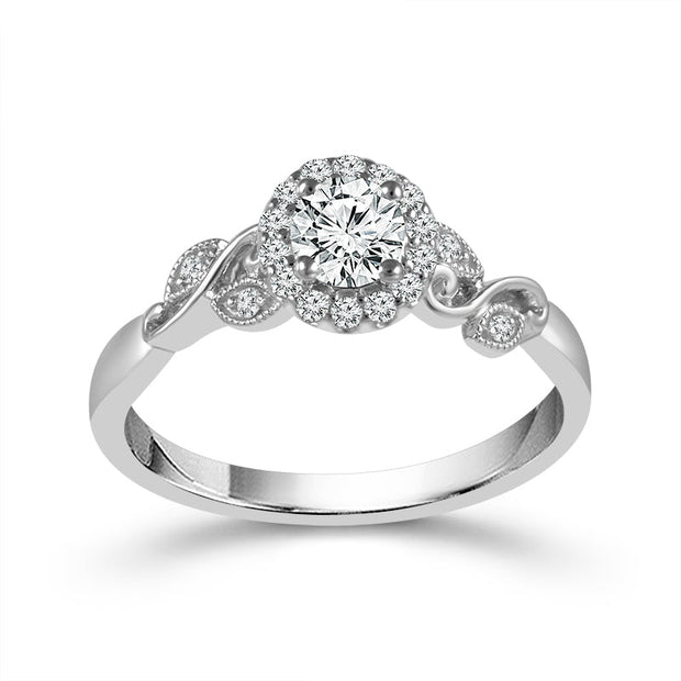 10K White Gold 0.25 Ctw Round Diamond bridal SET