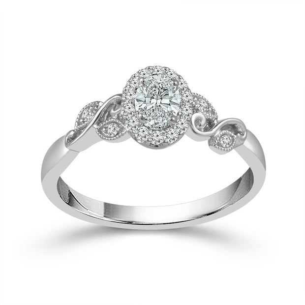 10K white gold 0.25 Ctw Oval Diamond Bridal Set