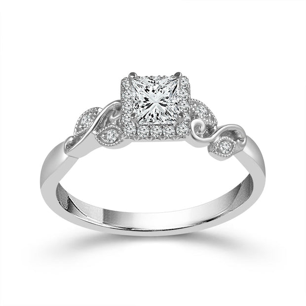 10K White Gold 0.25 Ctw Princess Ring