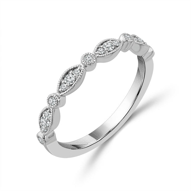 14K White Gold 1/8 Ctw Diamond Band