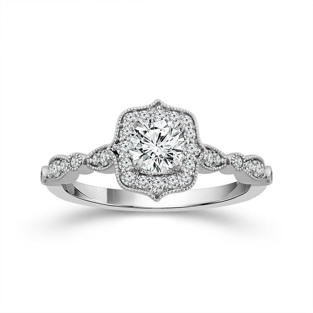 14K White Gold 5/8 Ctw Diamond Engagement Ring