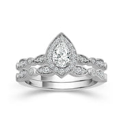 14K White Gold 0.625 Ctw Diamond Pear Bridal Set