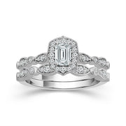 14K White Gold 0.625 Ctw Emerald Bridal Set