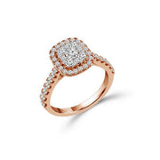 10K ROSE GOLD 1.00 CTW Diamond HALO ENGAGEMENT RING
