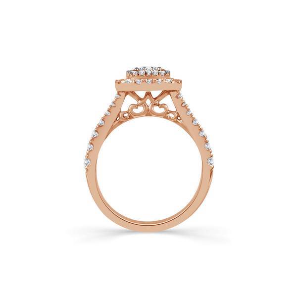 10K ROSE GOLD 1.00 CTW Diamond HALO ENGAGEMENT RING