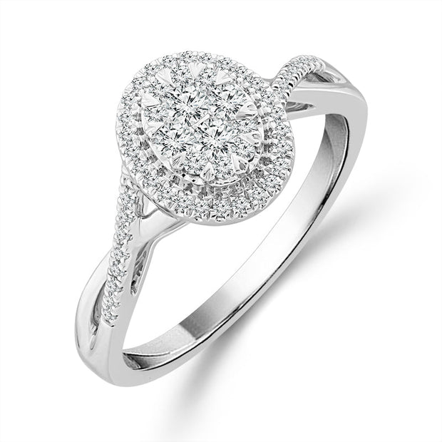 10k White Gold 3/8 Ctw Round Diamond bridal SET