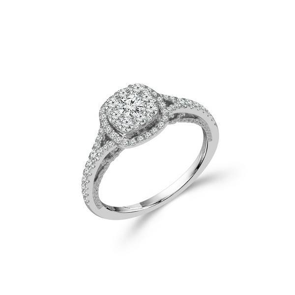 14K White Gold 0.75 CTW Diamond Halo Engagement Ring