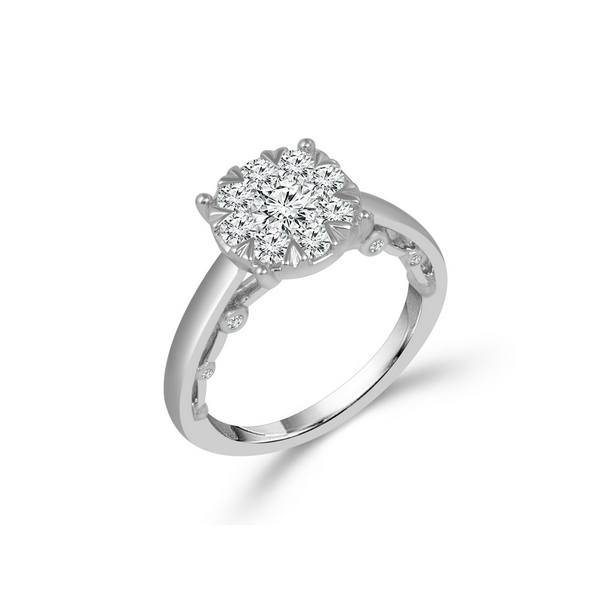 10K White Gold 3/8 CTW  Diamond Round Engagement Ring