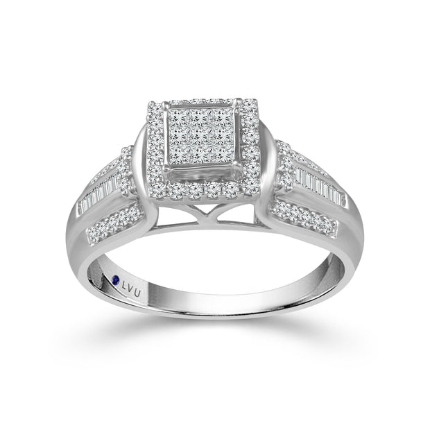 10K White Gold 1/2 CTw diamond princess Engagement Ring