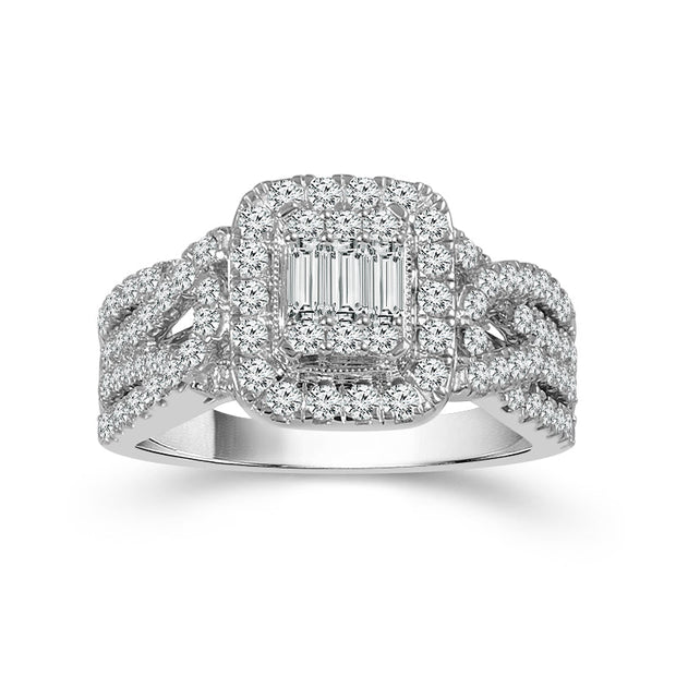 14KT White Gold 7/8 CTW Engagement  Ring