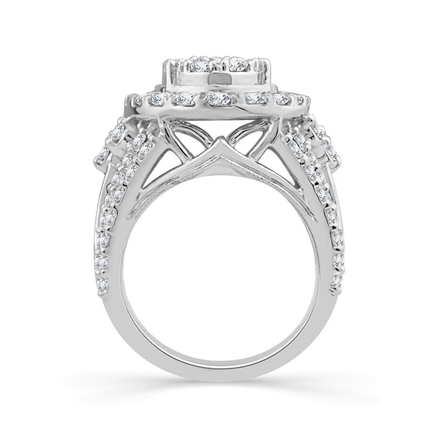 10K White Gold  4.00 CTw Diamond Oval Engagement Ring