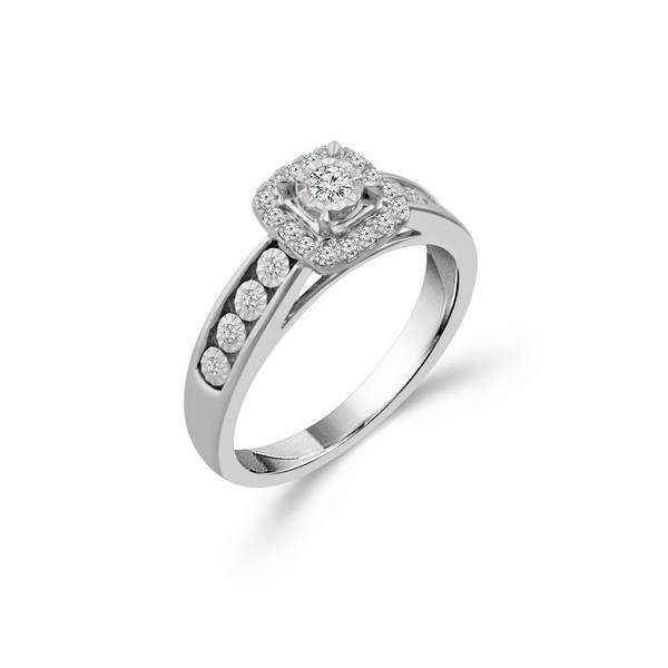 10K White Gold 0.25 CTW Cushion diamond Engagement Ring