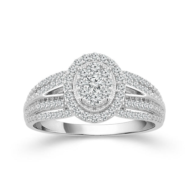 10K White Gold 1/2 CTW oval Engagement Ring