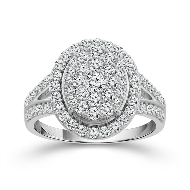 10K White Gold 1 CTW diamond oval Engagement Ring
