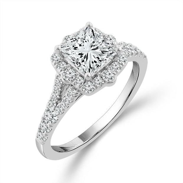 14KT White Gold 1 1/2 CTW Engagement Ring