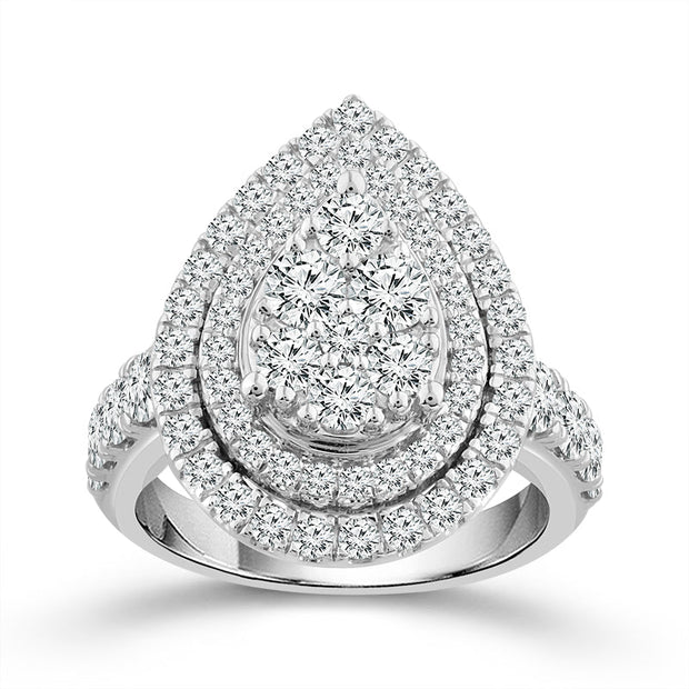 10K White Gold 2 Ctw Pear Cut Engagement Ring
