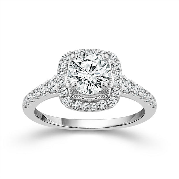 14KT White Gold 1.5 CTW Cushion Engagement  Ring