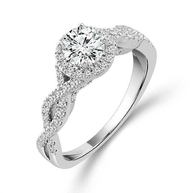 14K White Gold 0.875 Ctw Engagement Ring