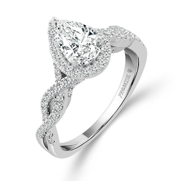14K White Gold 7/8 Ctw Pear Cut Diamond promise Ring