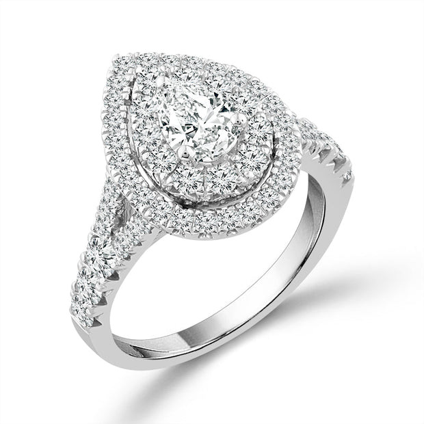 14K White Gold 1.5 Ctw Pear Diamond ENGAGMENT ring