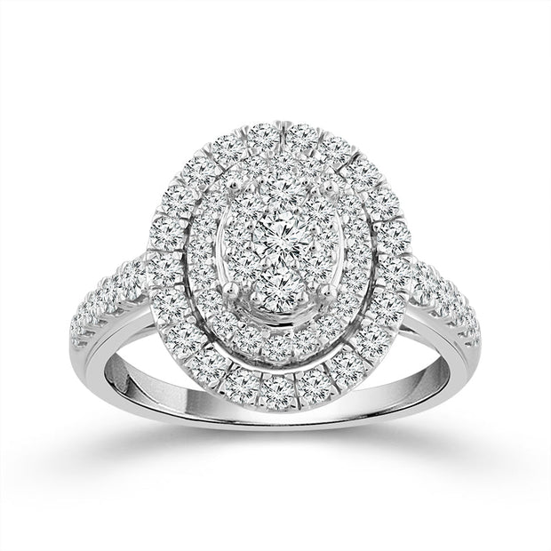 10K White Gold 1.00 Ctw Oval Engagement Ring