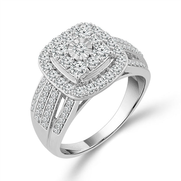 10K White Gold 1.00 CTW Cushion Diamond Engagement Ring