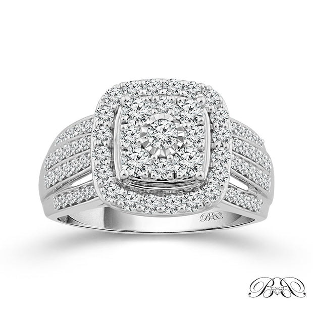 10K White Gold 1.00 CTW Cushion Diamond Engagement Ring