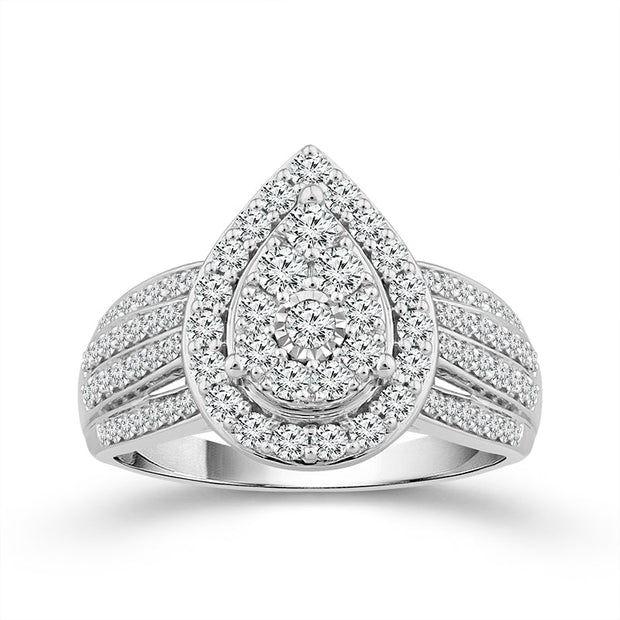 10K White Gold 1.00 CTW Pear Diamond Engagement Ring