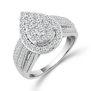 10K White Gold 1.00 CTW Pear Diamond Engagement Ring
