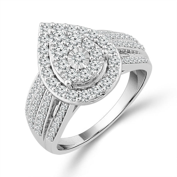 10K White Gold 1.00 CTW Pear Diamond Engagement Ring