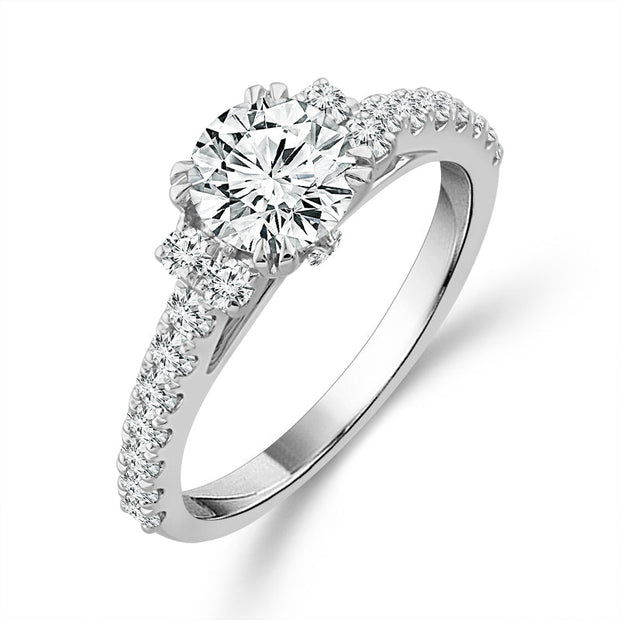14K White Gold LAB-GROWN 1.5 Ctw Round Diamond Ring