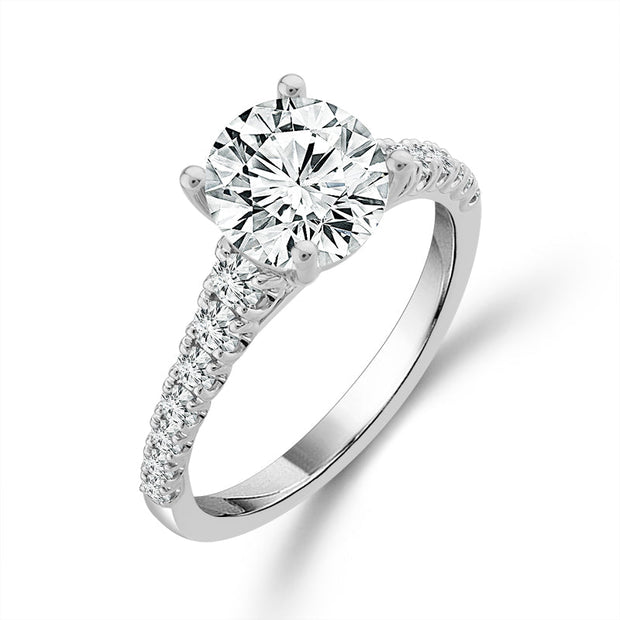 14K White Gold Lab-Grown 1.375 Ctw  Round Diamond Ring