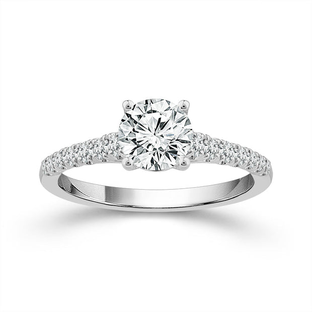 14K White Gold Lab-Grown 1.375 Ctw  Round Diamond Ring