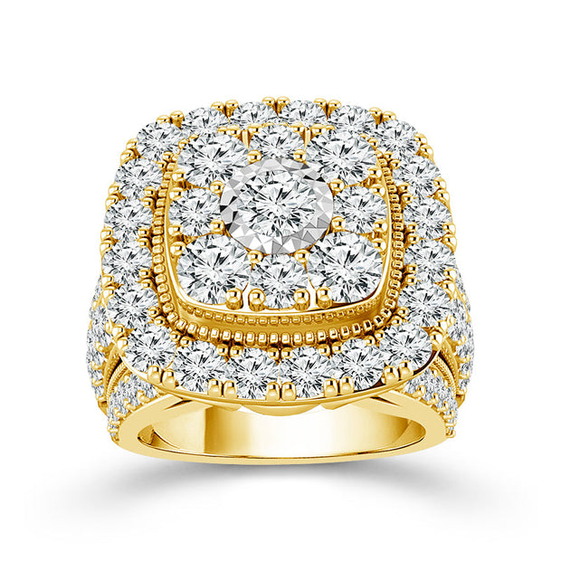 14K Yellow Gold 4.00 Ctw Cushion Cut Engagement Ring