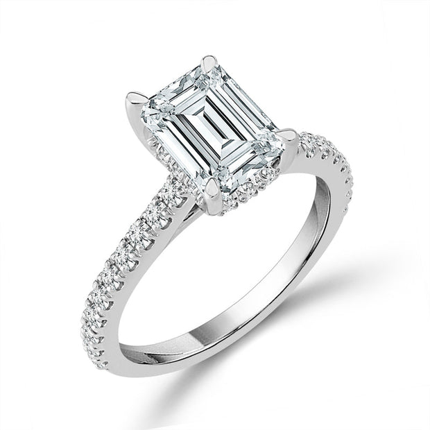 14K White Gold LAB-GROWN 2.5 Ctw Emerald Diamond Ring