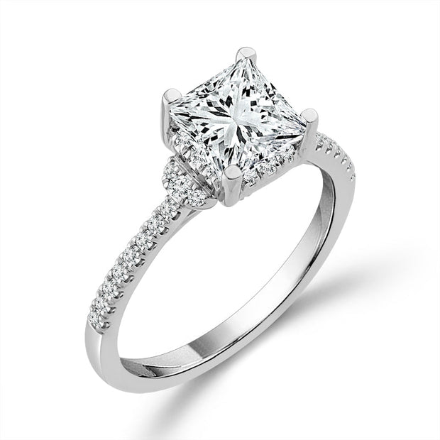 14K White Gold 1.25 CtW diamond PRINCESS CUT ENGAGEMENT Ring
