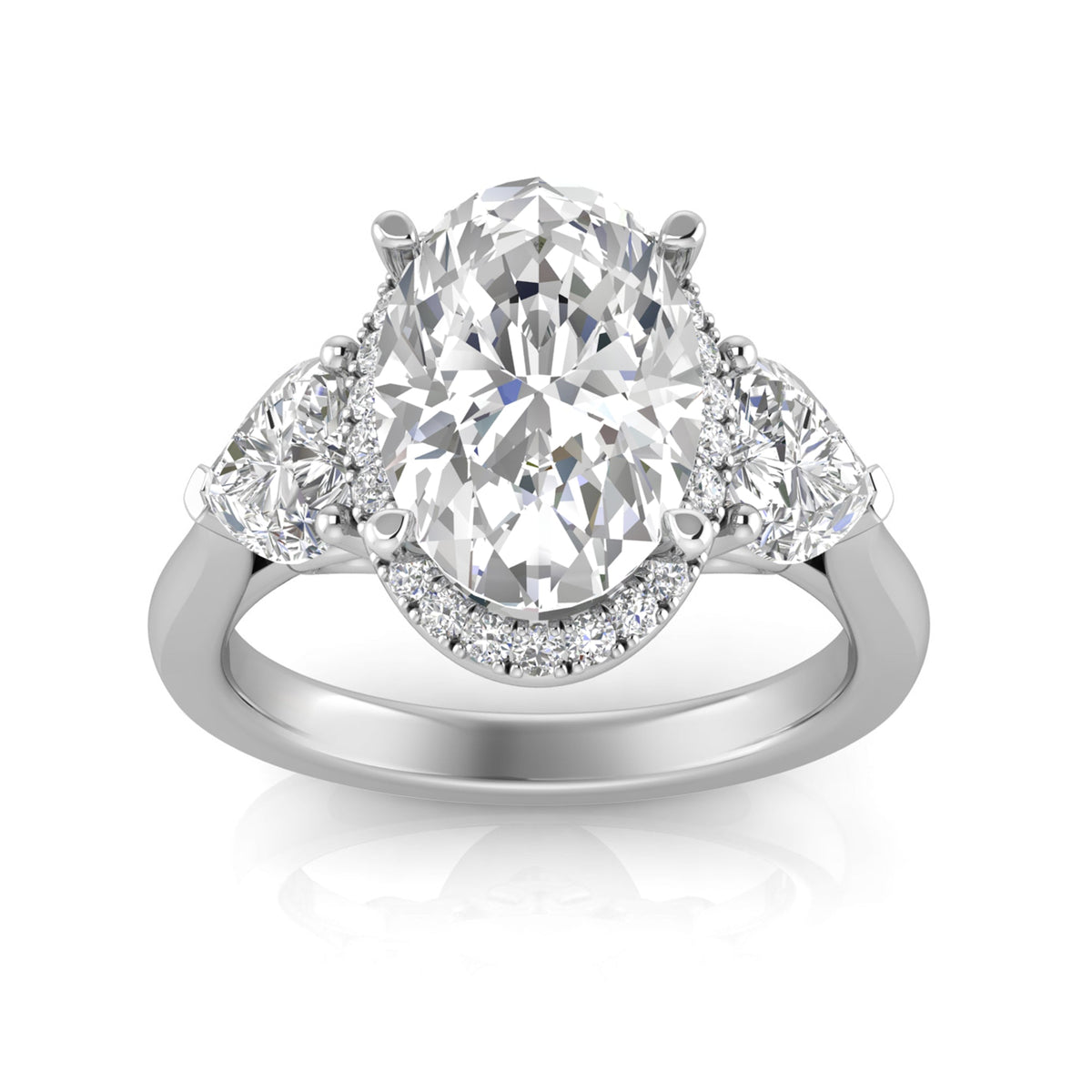 14K White Gold Lab-Grown Diamond Oval 3.75 ctw Engagement Ring ...