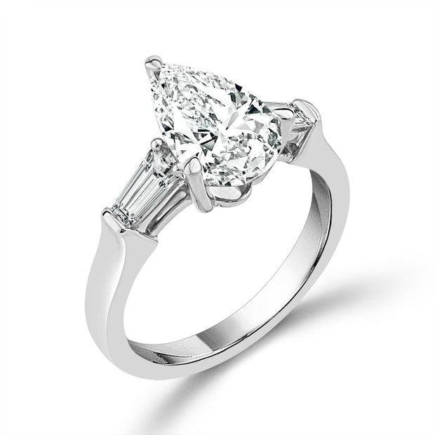 14K White Gold 1.25 Ctw Lab-Grown Diamond Pear Ring