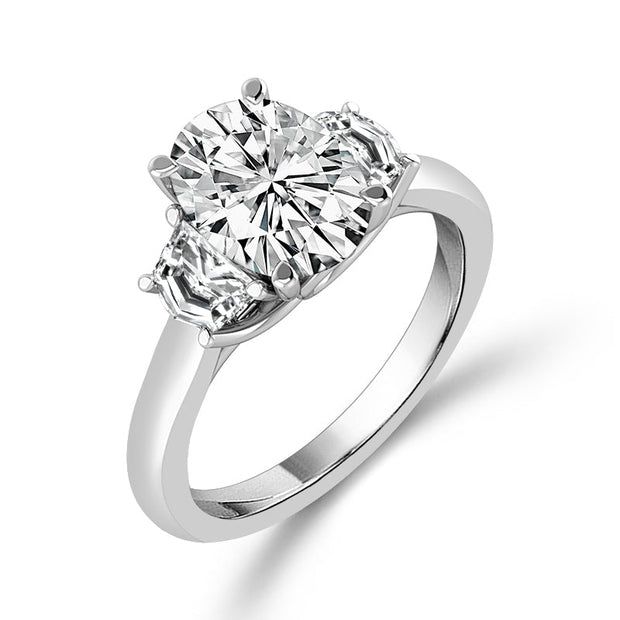 14K White Gold LAB-GROWN 2.63 CTW 2 CTR OVAL Diamond ENGAGEMENT RING